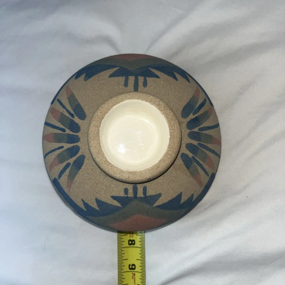 Vintage Sand Art Pottery Candle Tea‎ Light Holder Southwestern Motif Numbered